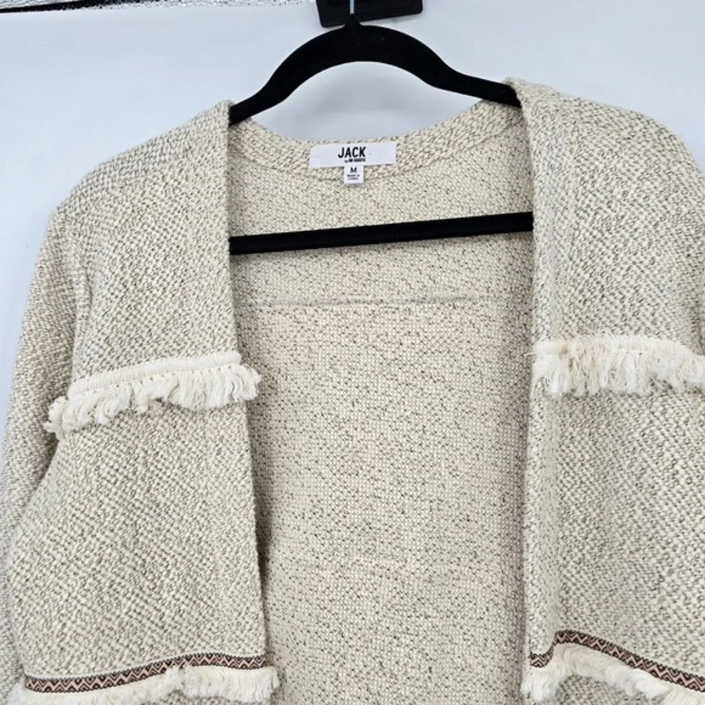 JACK by BB Dakota Cream Fringe Open Front‎ Cardigan Sweater Jacket M